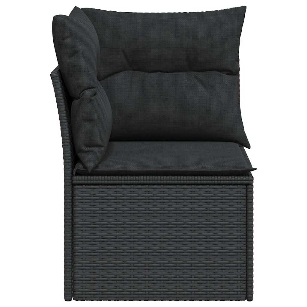 havesofahjørne med hynder sort polyrattan