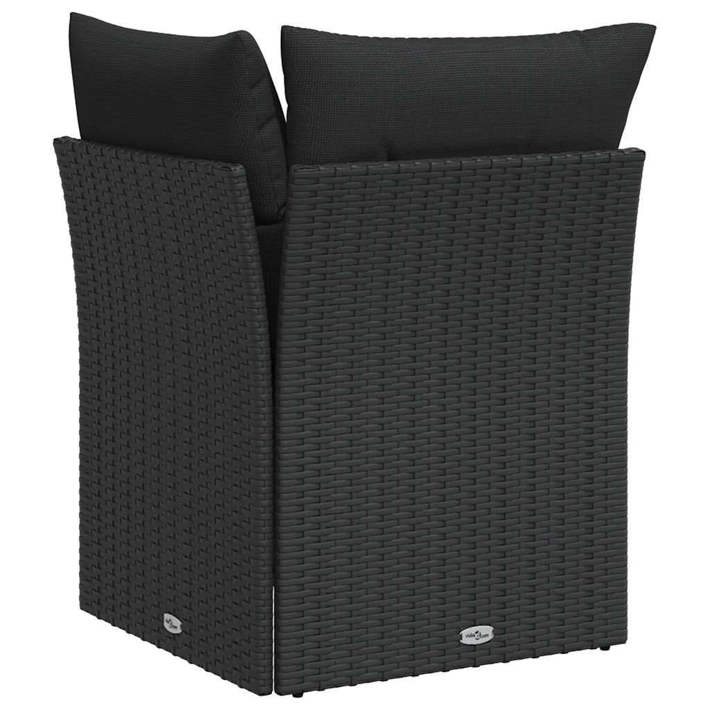 havesofahjørne med hynder sort polyrattan