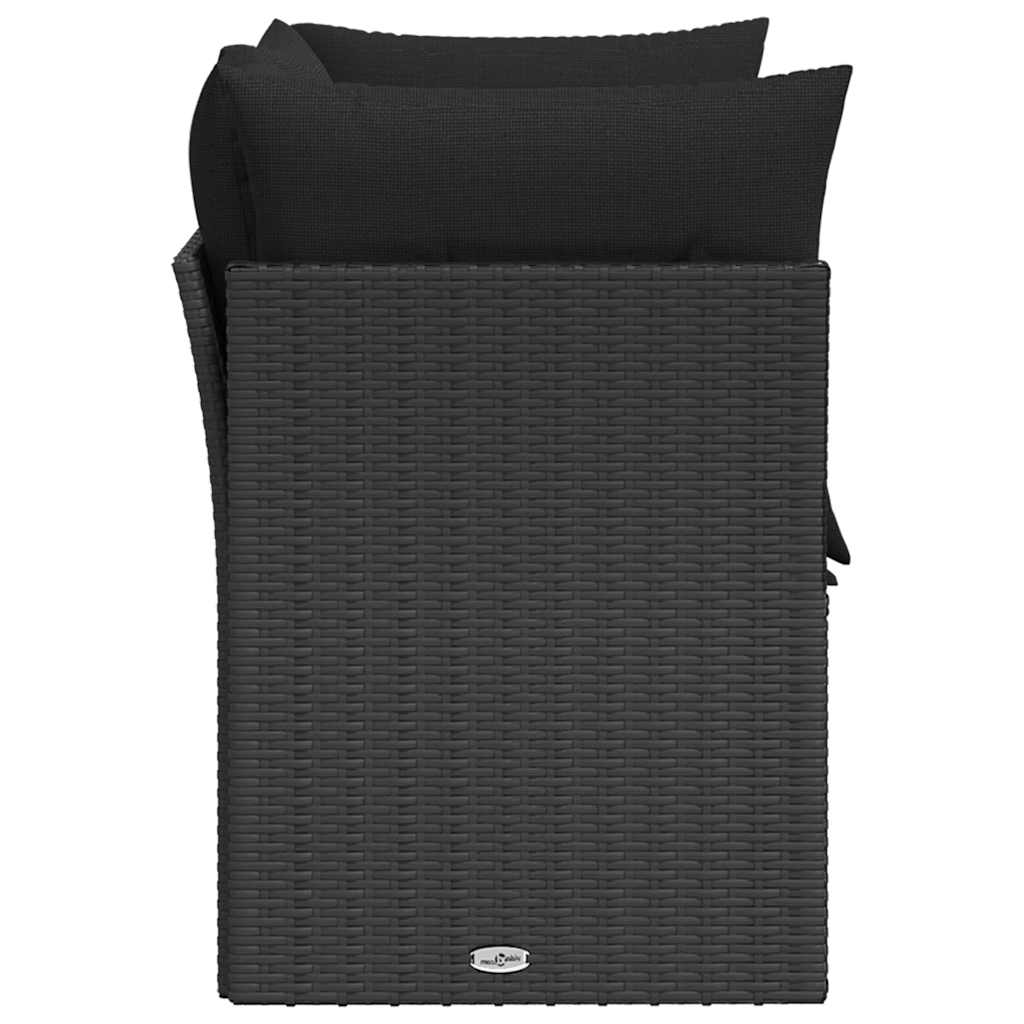 havesofa med hynder 2-personers sort polyrattan