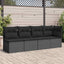 havesofa med hynder 4-personers sort polyrattan
