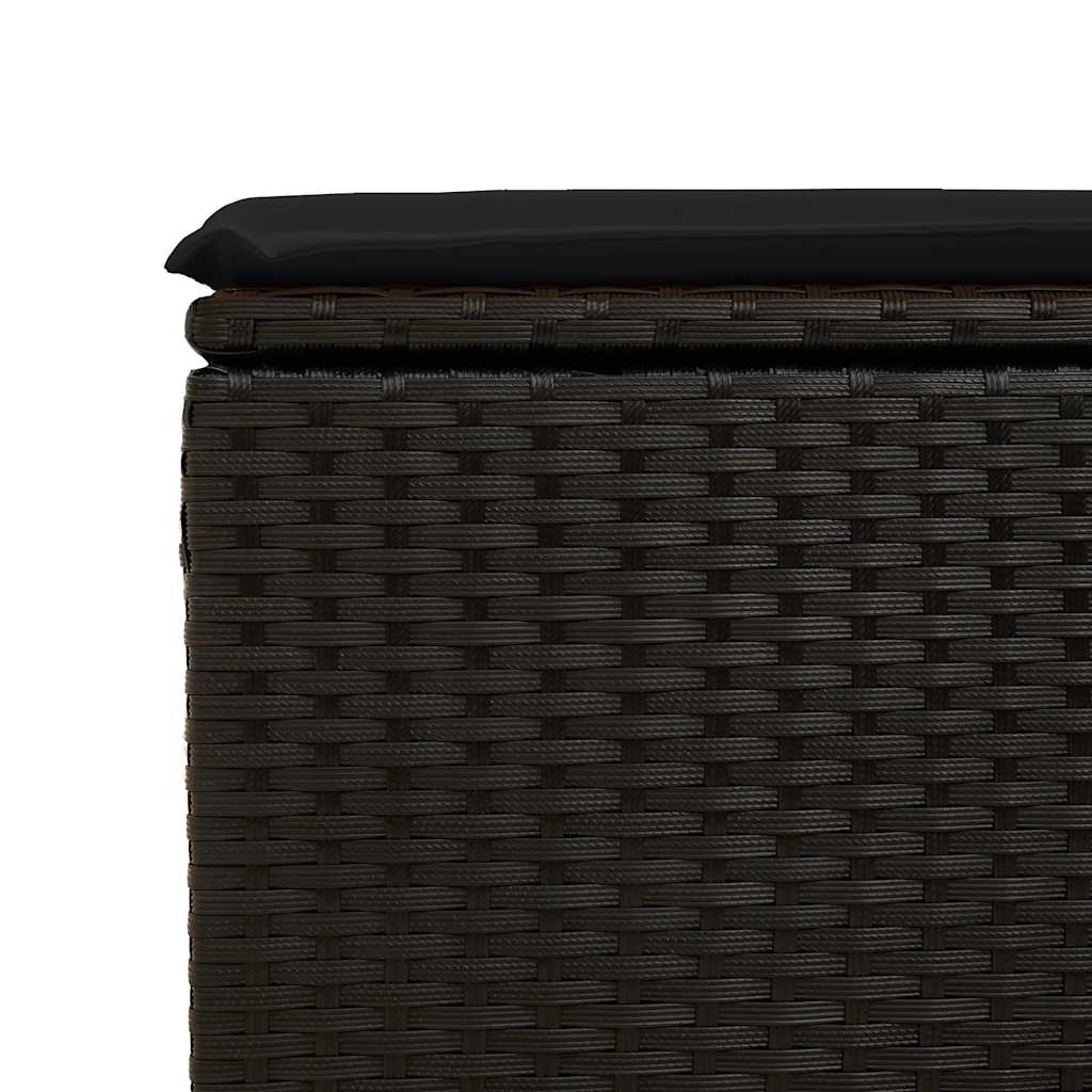 haveskammel med hynde sort 55x55x37 cm polyrattan