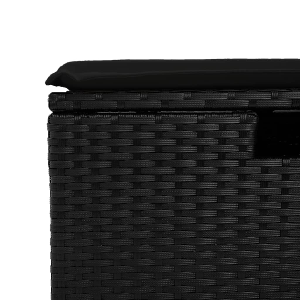haveskammel med hynde 55x55x37 cm polyrattan sort