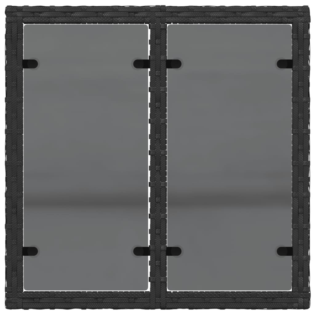 havebord med glasplade sort 55x55x37 cm polyrattan