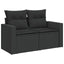 havesofa med hynder 2-personers sort polyrattan