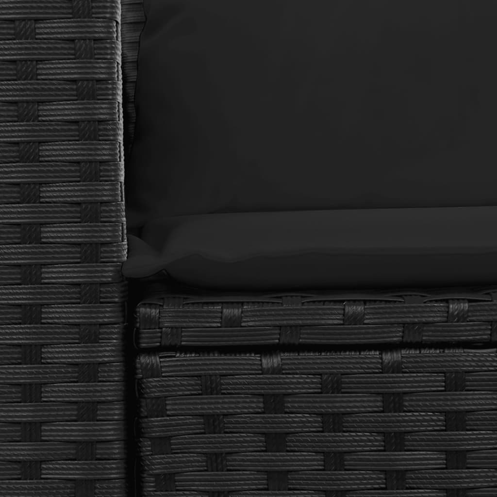 havesofa med hynder 2-personers sort polyrattan