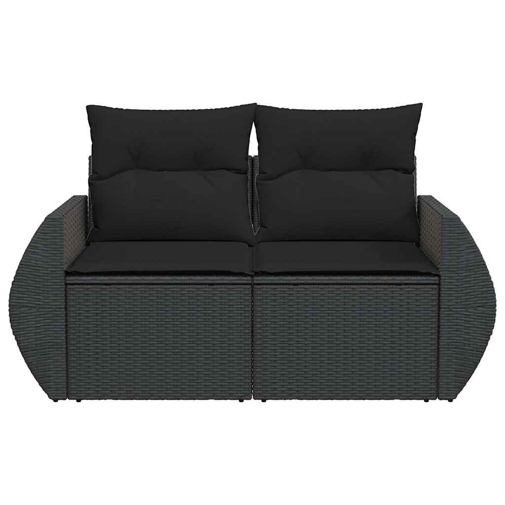 2-personers havesofa med hynder polyrattan sort