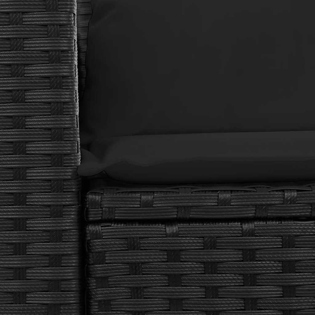 havesofa med hynder 2-personers sort polyrattan