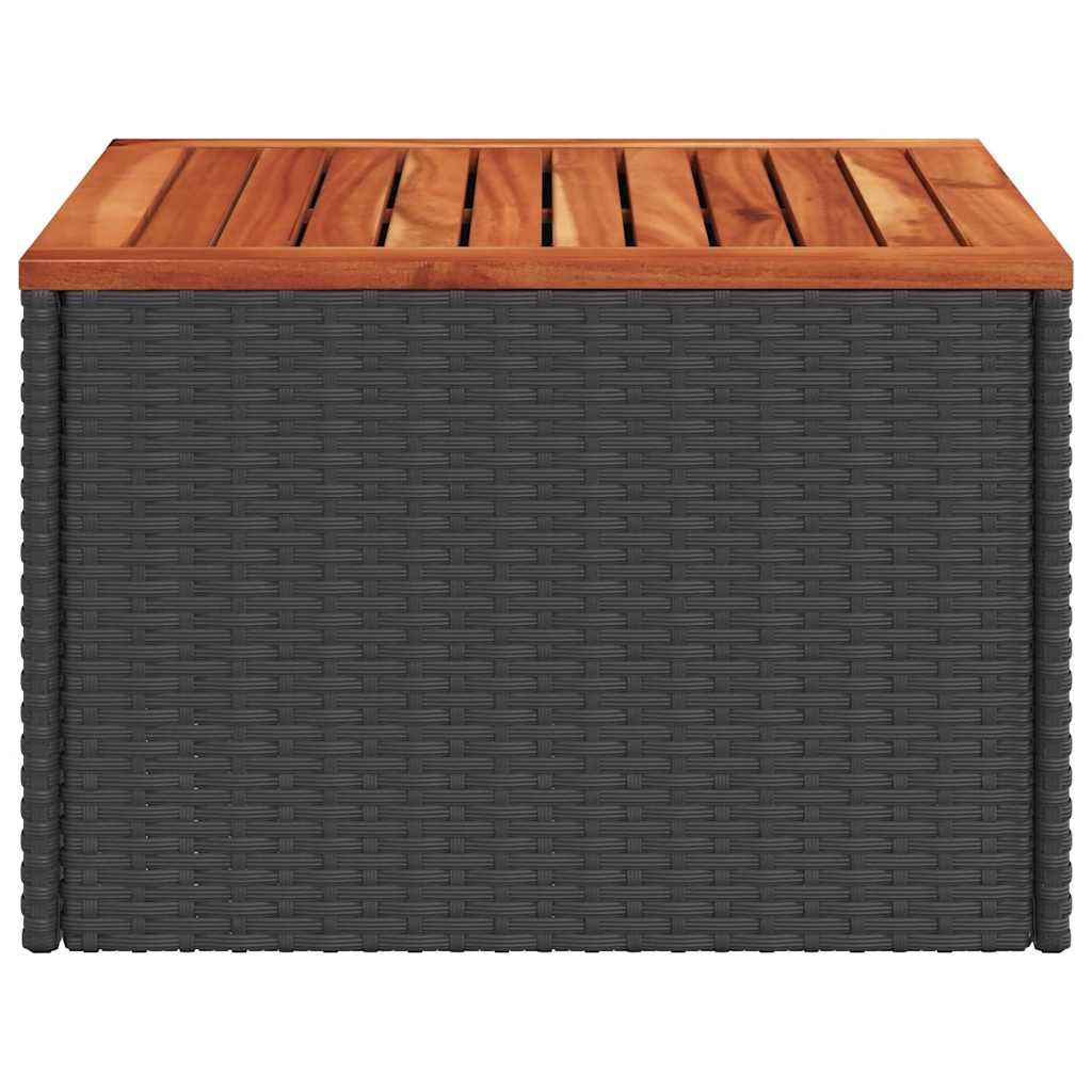 havebord sort 55x55x37 cm polyrattan og akacietræ