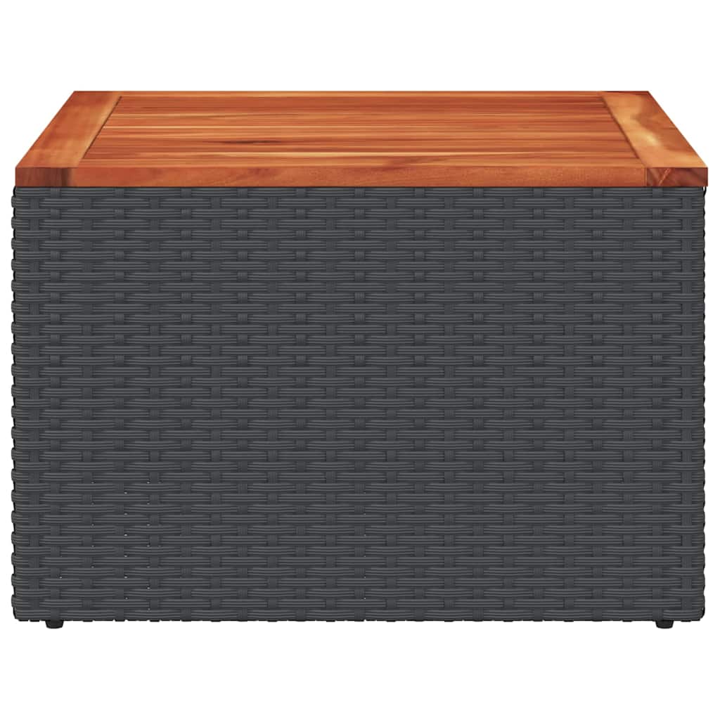 havebord sort 55x55x37 cm polyrattan og akacietræ