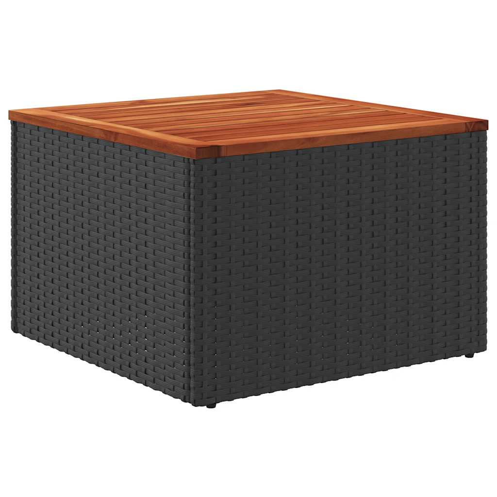 havebord sort 55x55x37 cm polyrattan og akacietræ