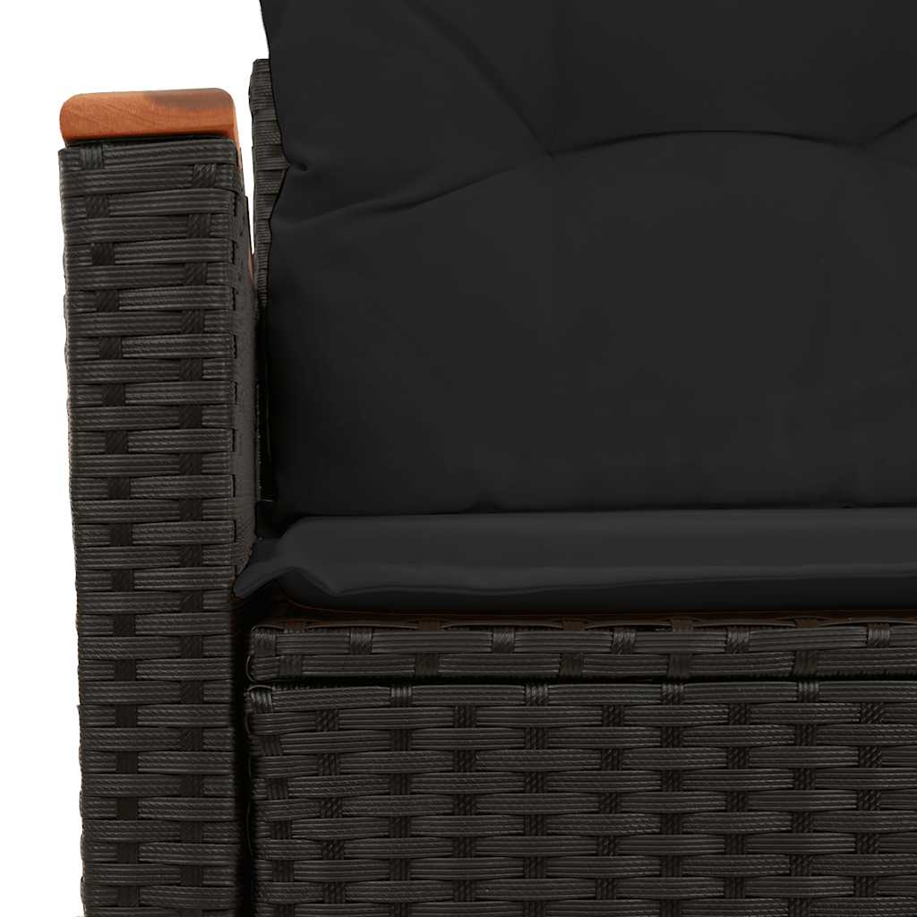 havesofa med hynder 2-personers sort polyrattan