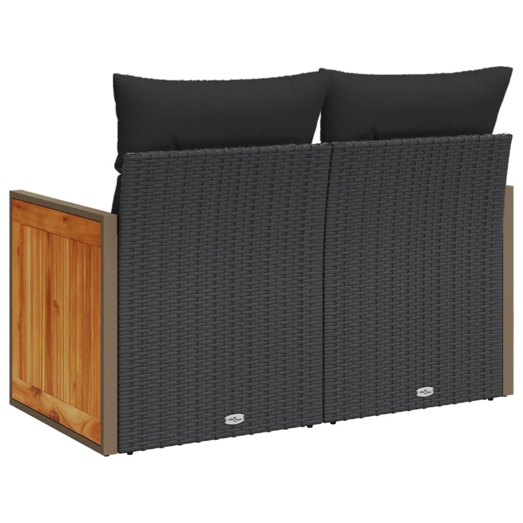 2-personers havesofa med hynder polyrattan sort