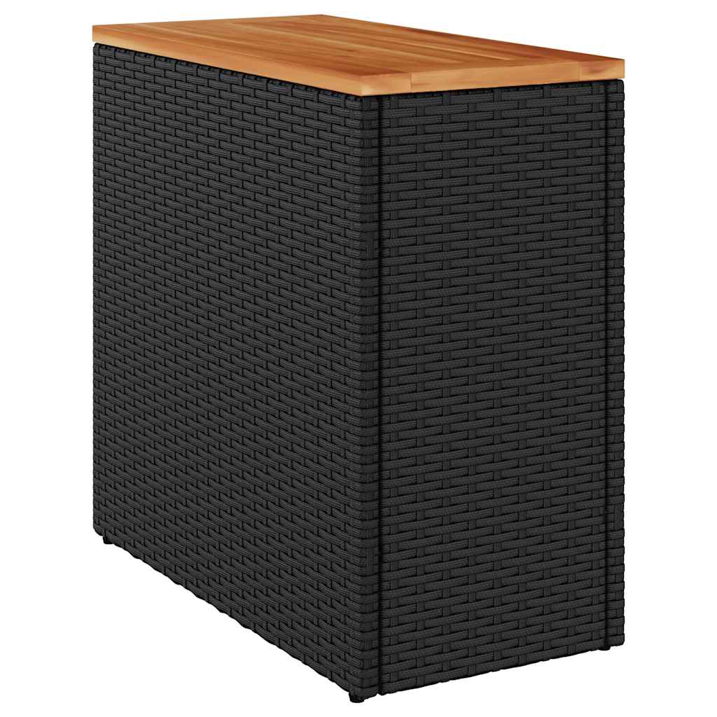 havesidebord med træplade sort 58x27,5x55 cm polyrattan