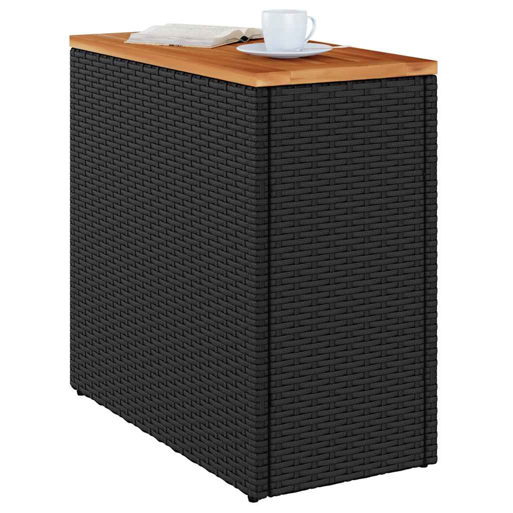 havesidebord med træplade sort 58x27,5x55 cm polyrattan