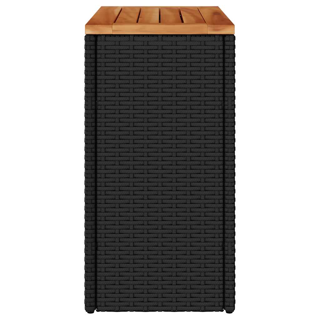 havesidebord med træplade sort 58x27,5x55 cm polyrattan