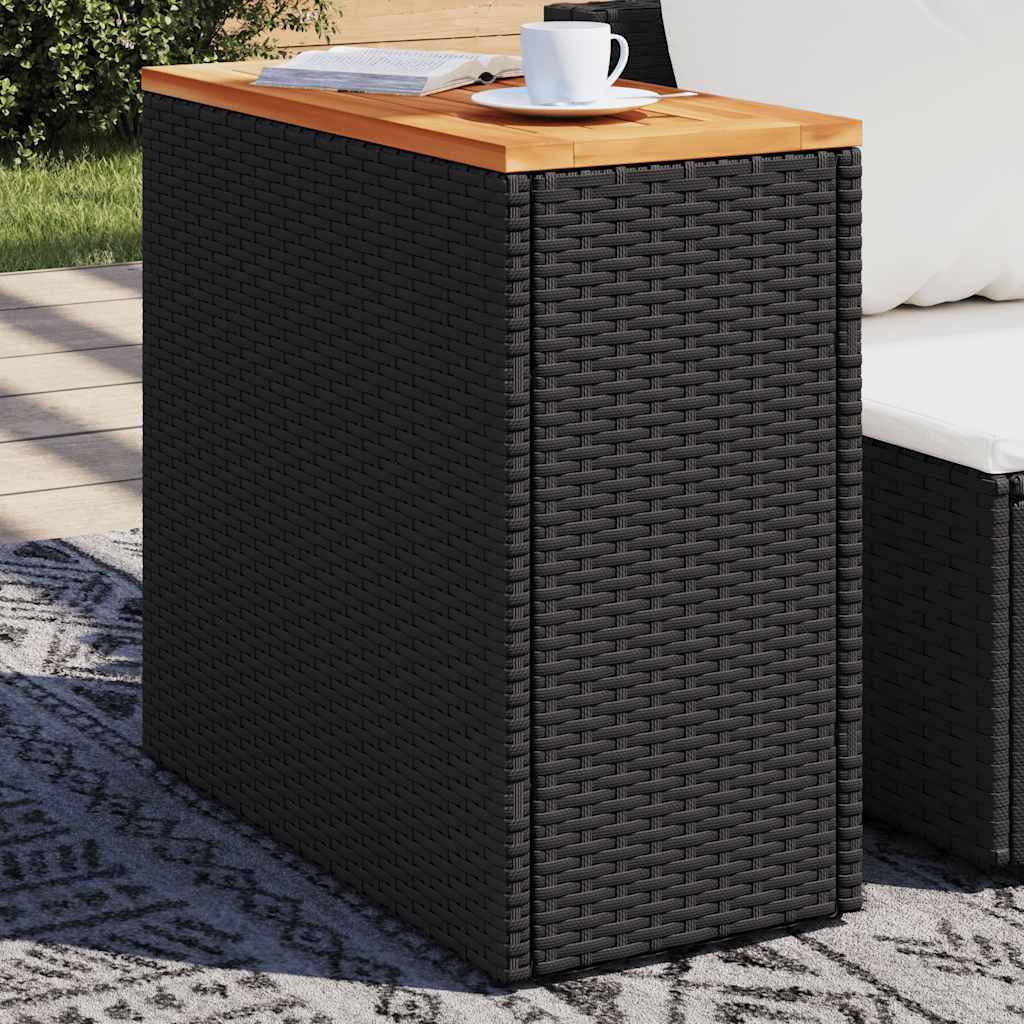 havesidebord med træplade sort 58x27,5x55 cm polyrattan