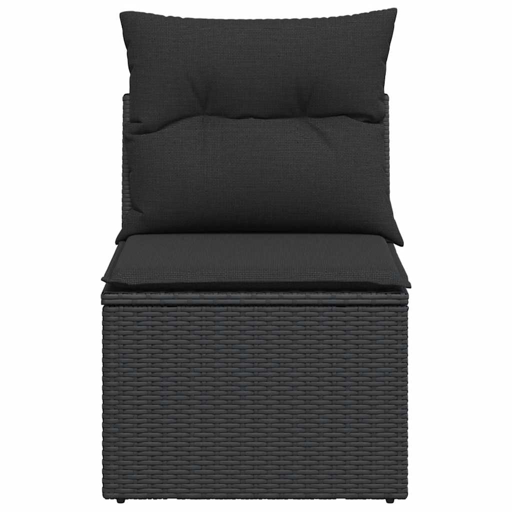 havestol uden armlæn med hynder sort polyrattan