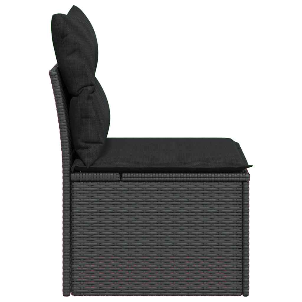 havestol uden armlæn med hynder sort polyrattan