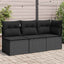 havesofa med hynder 3-personers sort polyrattan