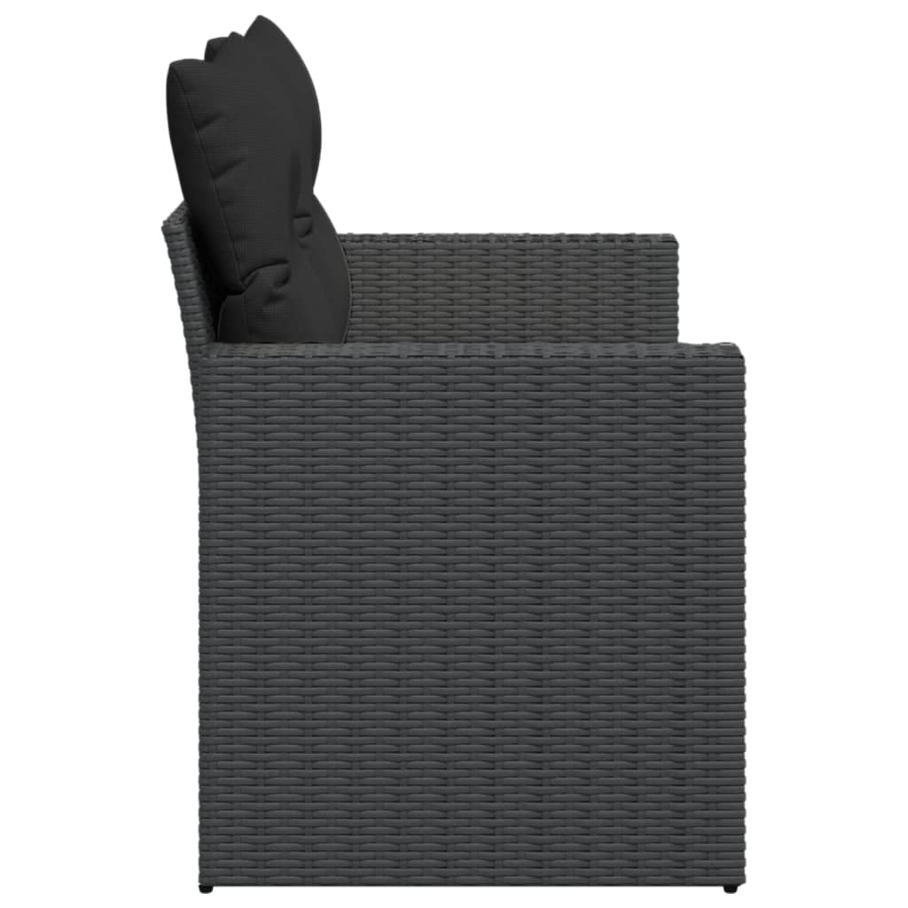 havesofa med hynder 2-personers sort polyrattan