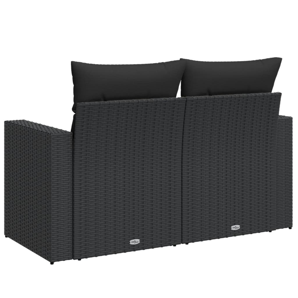 havesofa med hynder 2-personers sort polyrattan