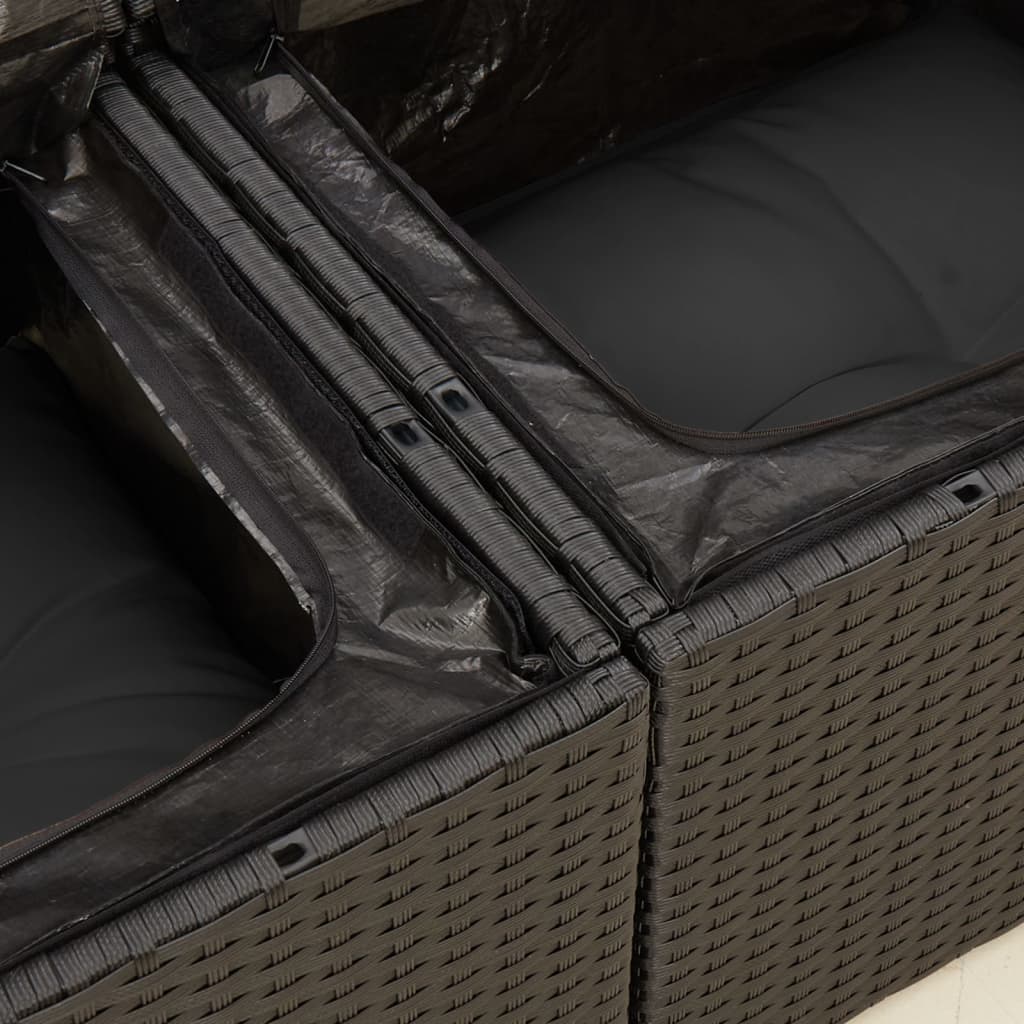 havesofa med hynder 2-personers sort polyrattan