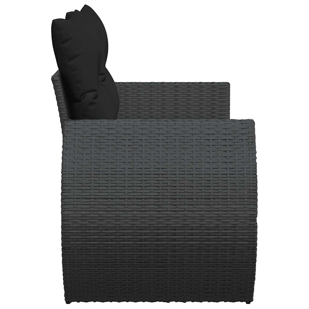 havesofa med hynder 2-personers sort polyrattan