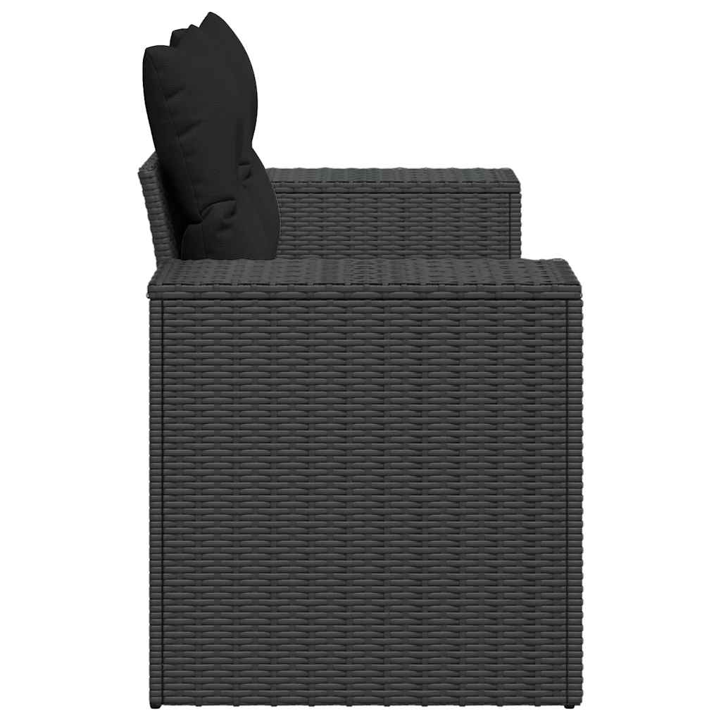 havesofa med hynder 2-personers sort polyrattan