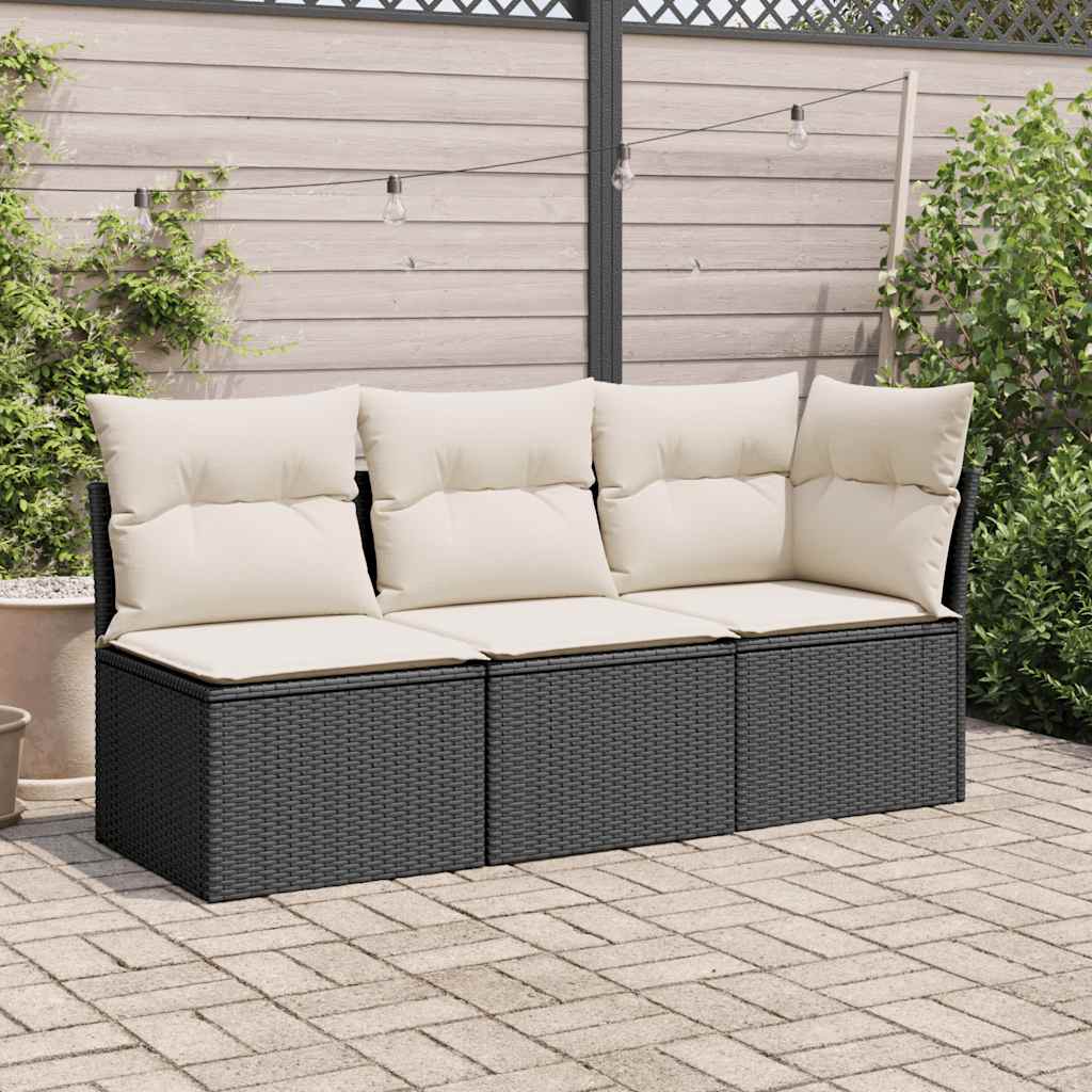 sofamodul til haven med hynder polyrattan sort