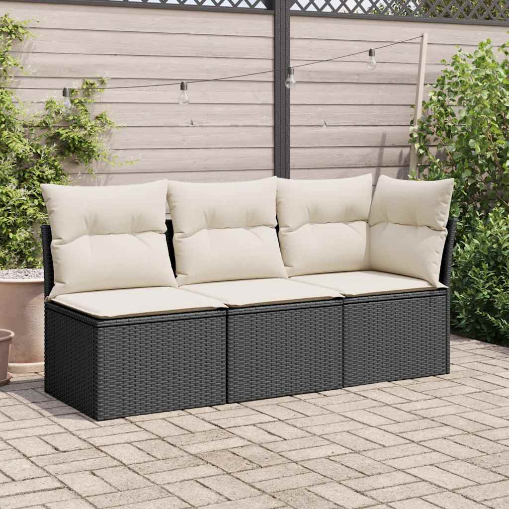 havestol med hynder uden armlæn polyrattan sort