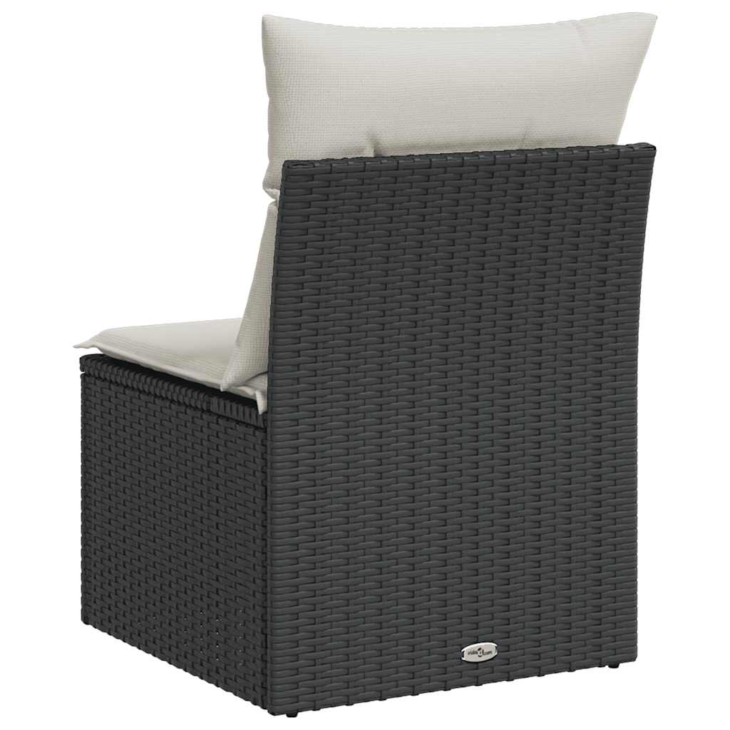 havestol med hynder uden armlæn polyrattan sort