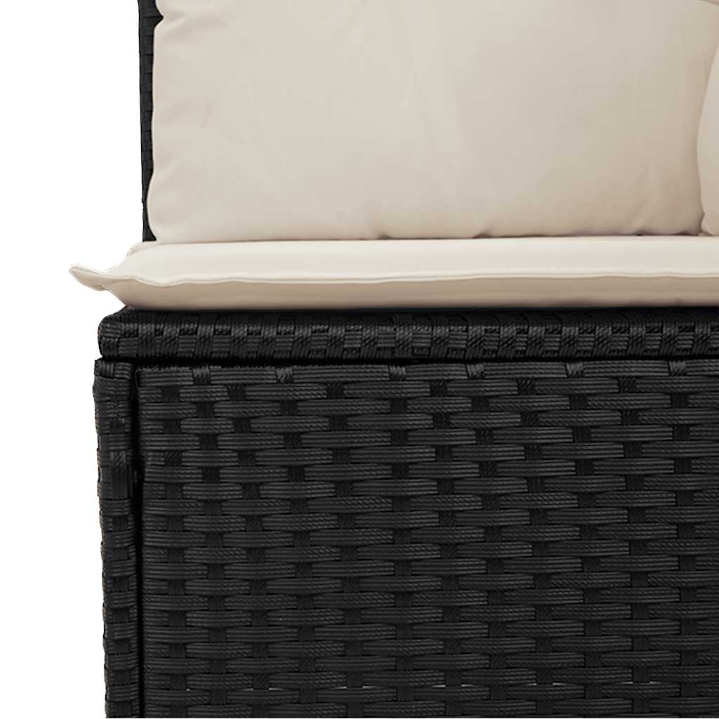 havestol med hynder uden armlæn polyrattan sort