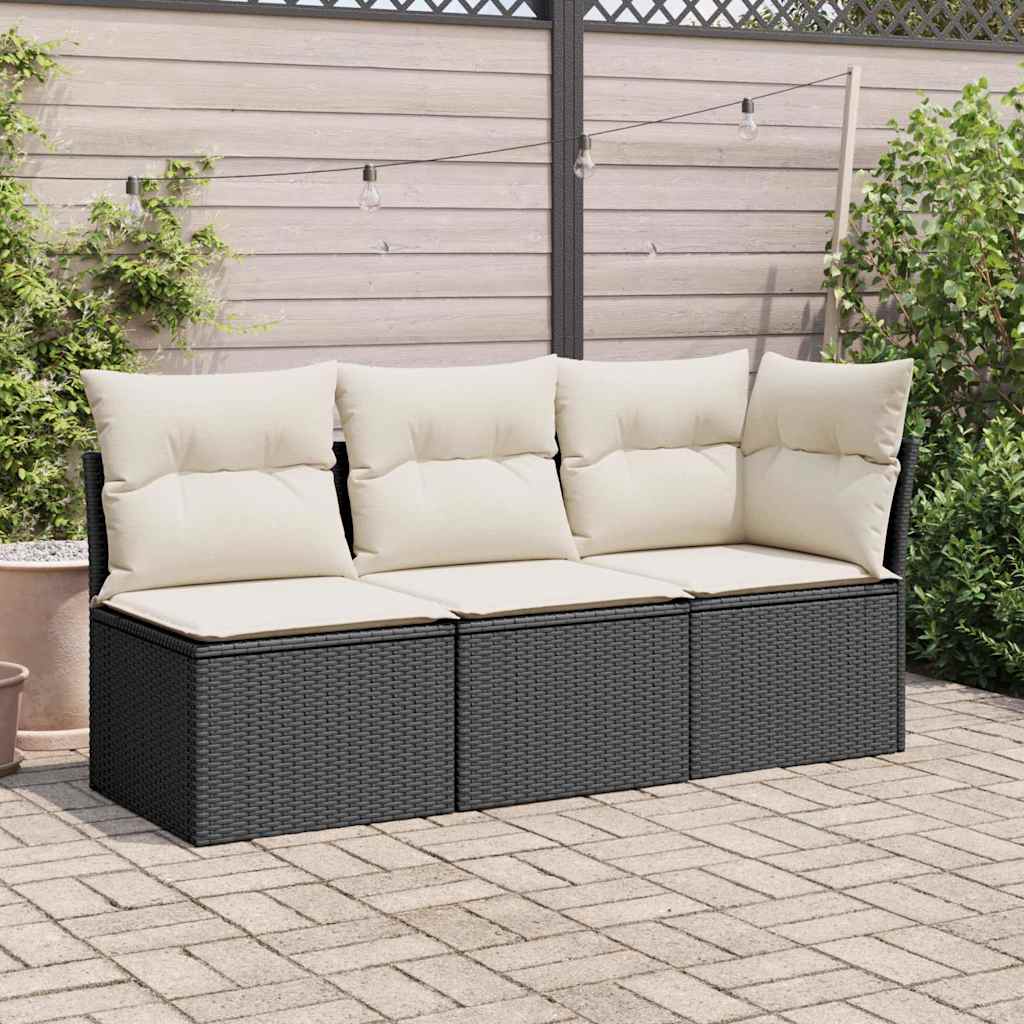 hjørnemodul til havesofa med hynder polyrattan sort