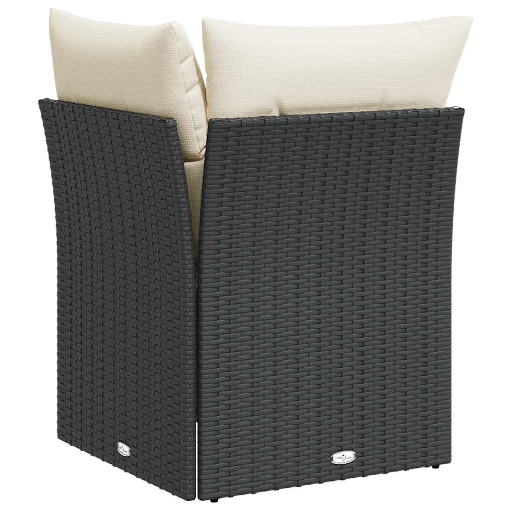 hjørnemodul til havesofa med hynder polyrattan sort