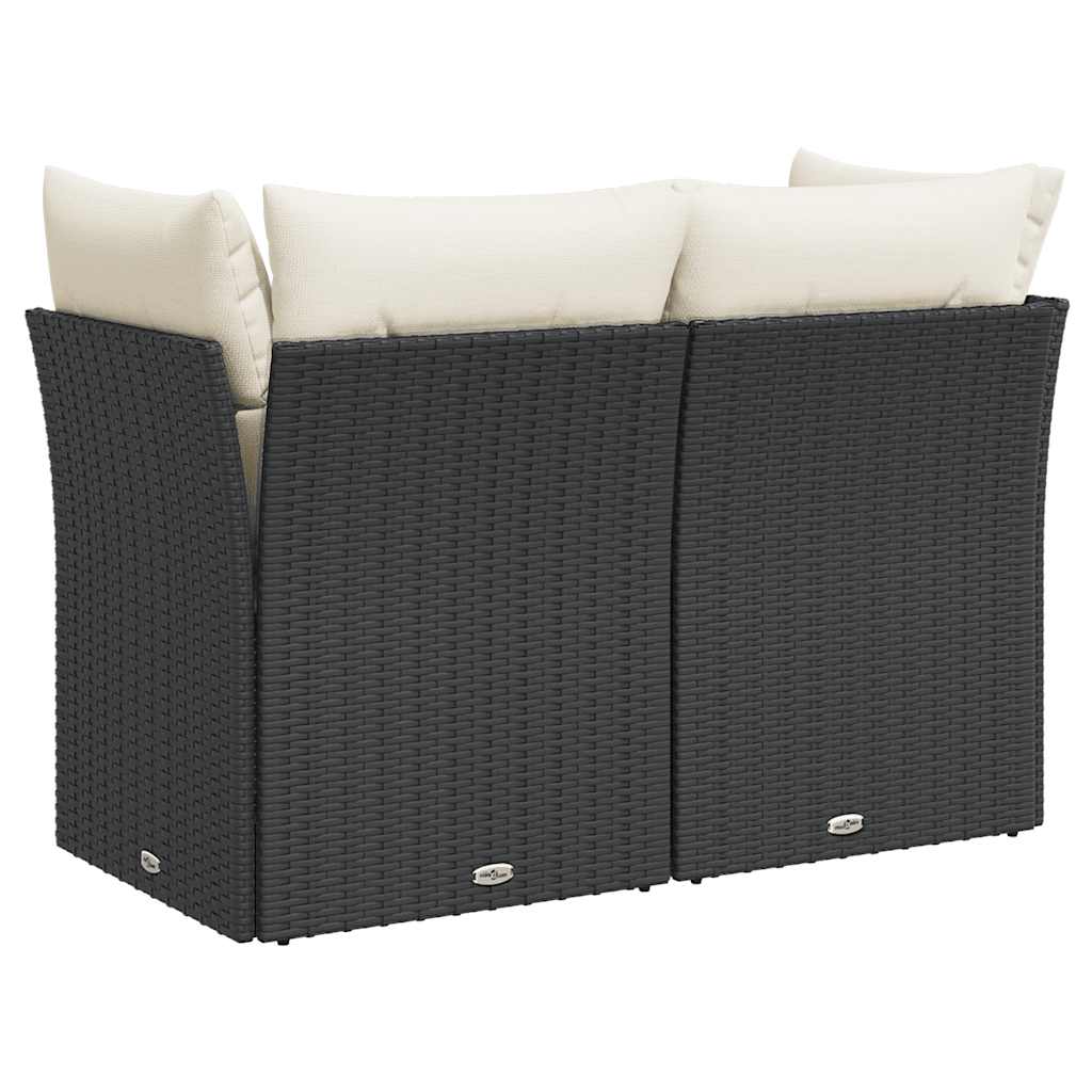 2-personers havesofa med hynder polyrattan sort