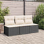 3-personers havesofa med hynder polyrattan sort