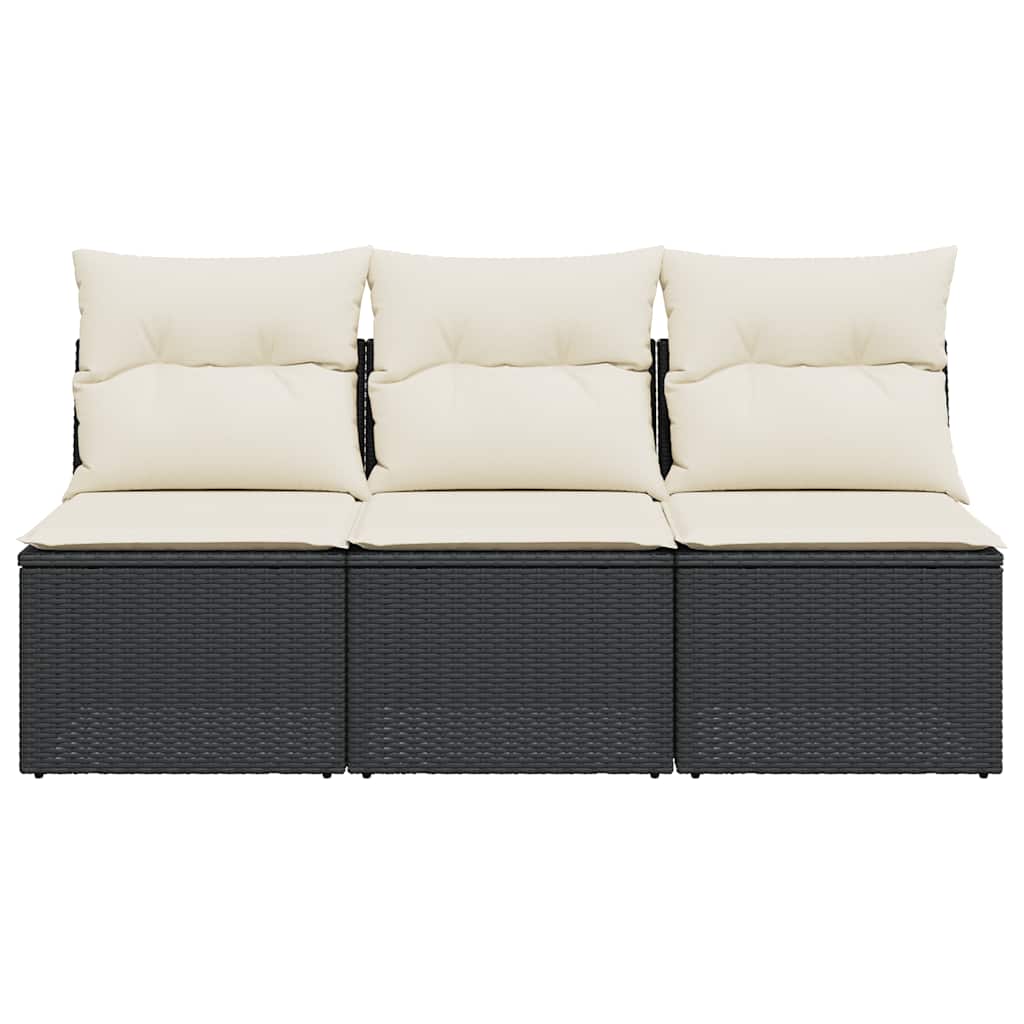 3-personers havesofa med hynder polyrattan sort
