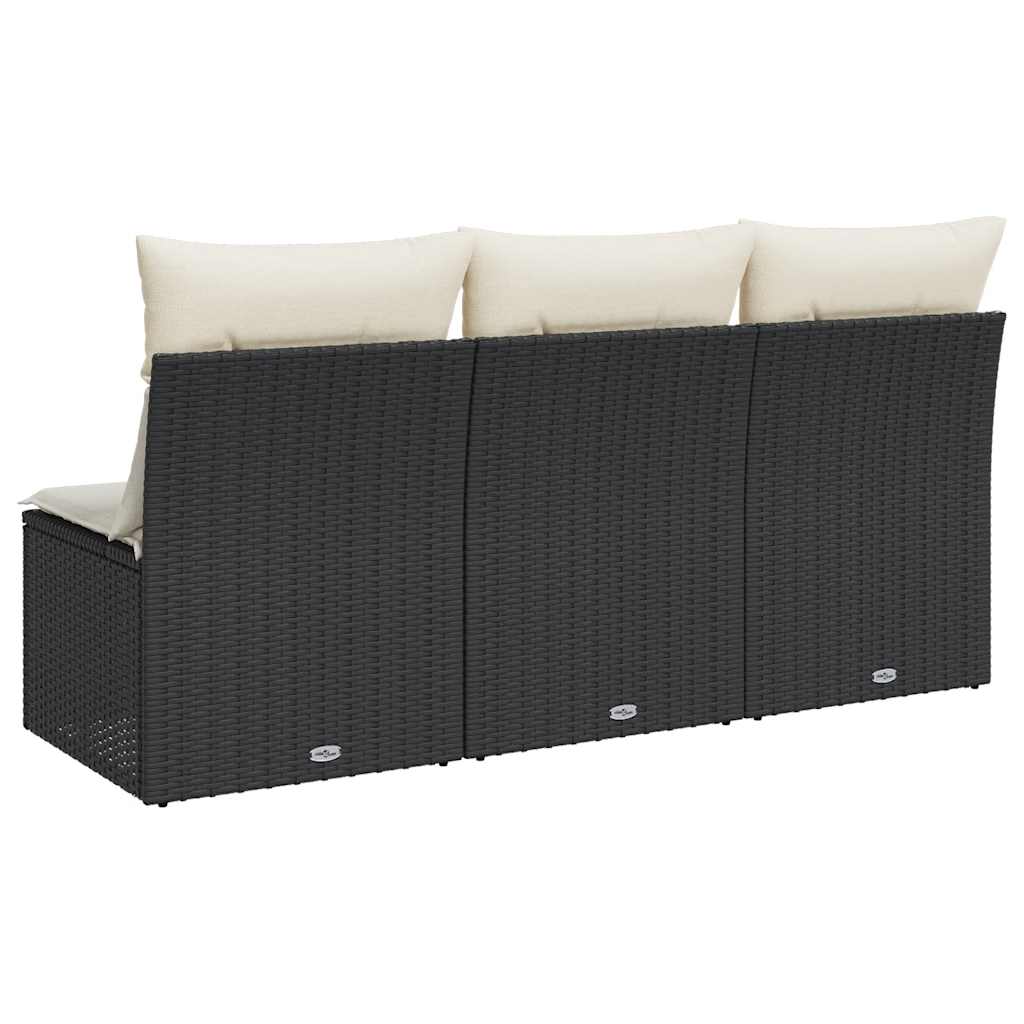 3-personers havesofa med hynder polyrattan sort