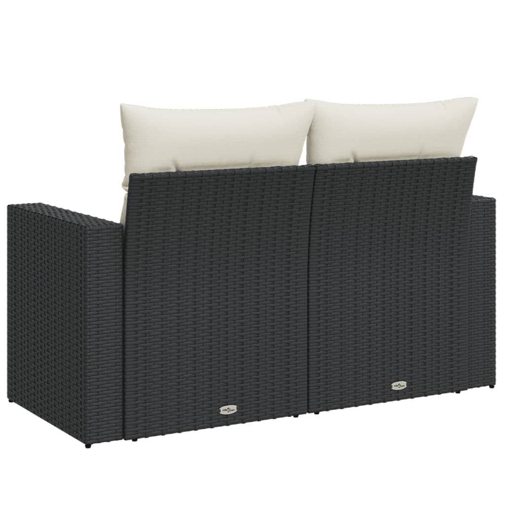 2-personers havesofa med hynder polyrattan sort