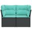 2-personers havesofa med hynder polyrattan sort