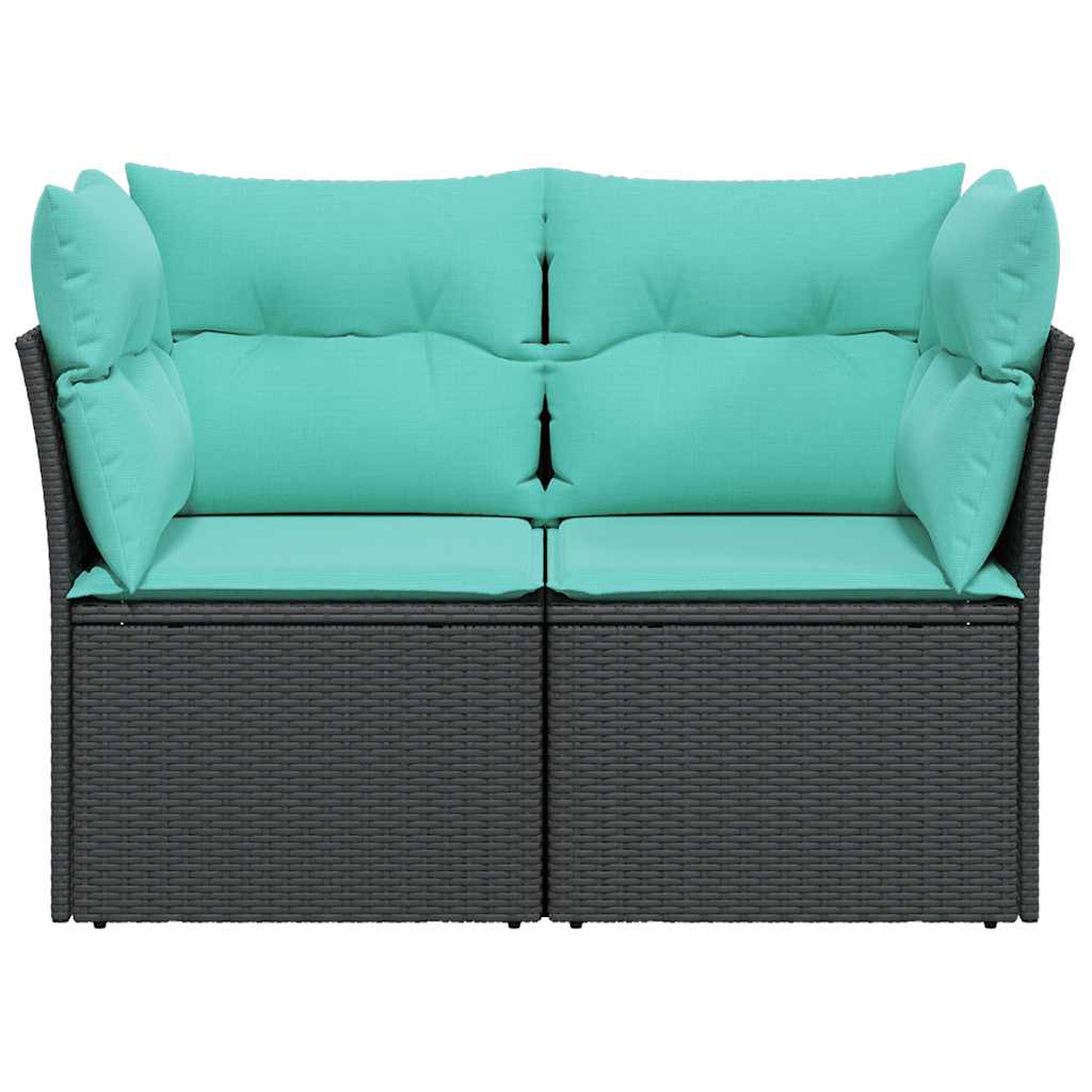 2-personers havesofa med hynder polyrattan sort