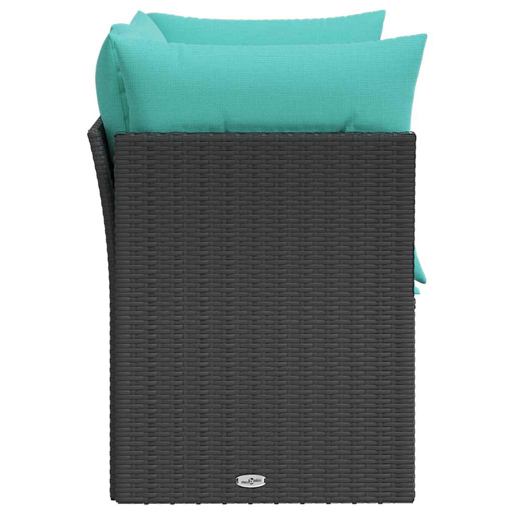 2-personers havesofa med hynder polyrattan sort