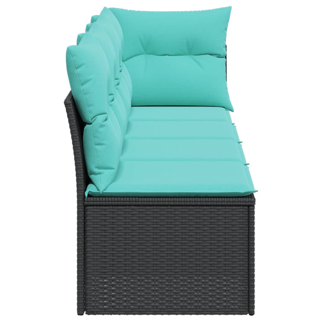 4-personers havesofa med hynder polyrattan sort