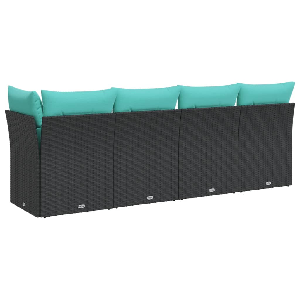 4-personers havesofa med hynder polyrattan sort