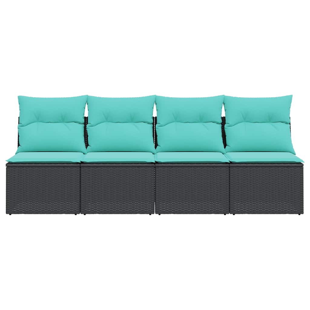 4-personers havesofa med hynder polyrattan sort