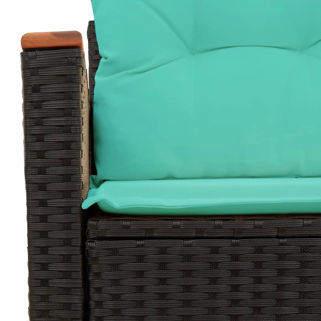 havesofa med hynder 2-personers sort polyrattan