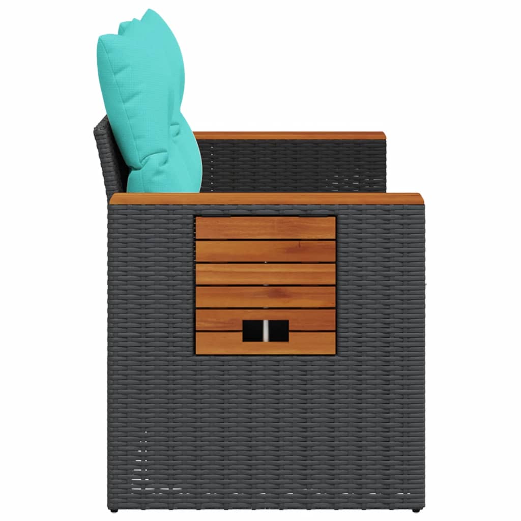 havesofa med hynder 2-personers sort polyrattan