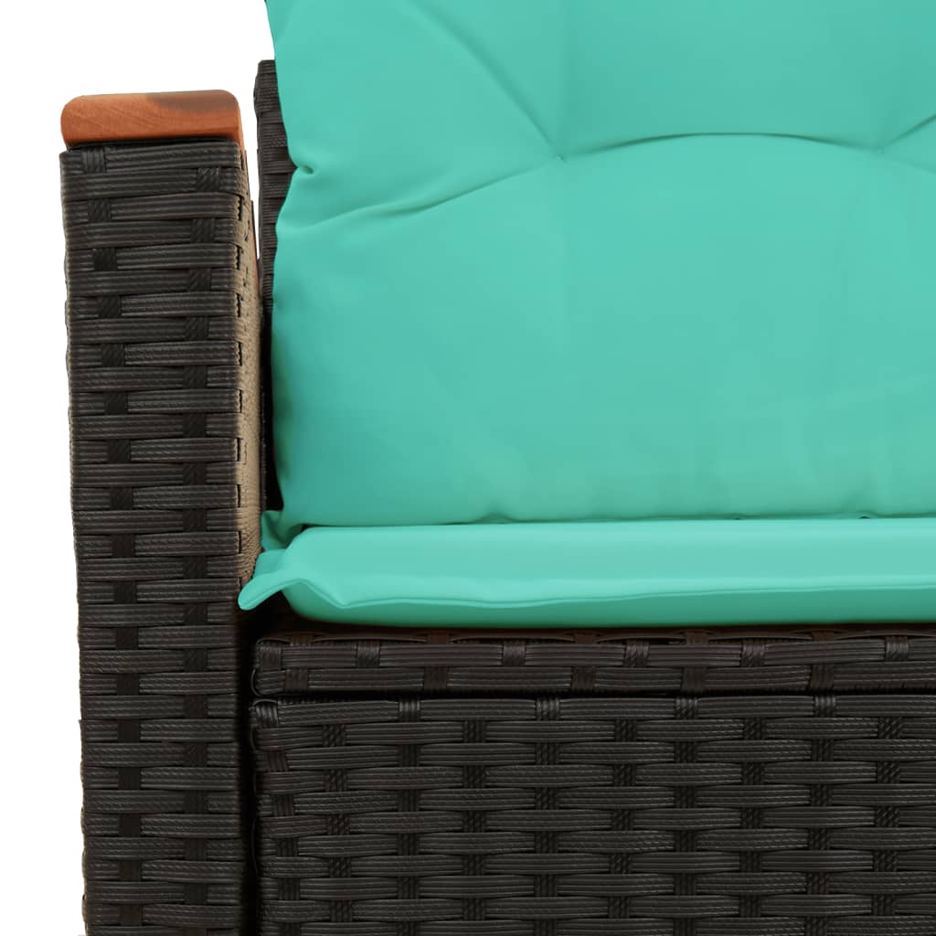 havesofa med hynder 2-personers sort polyrattan