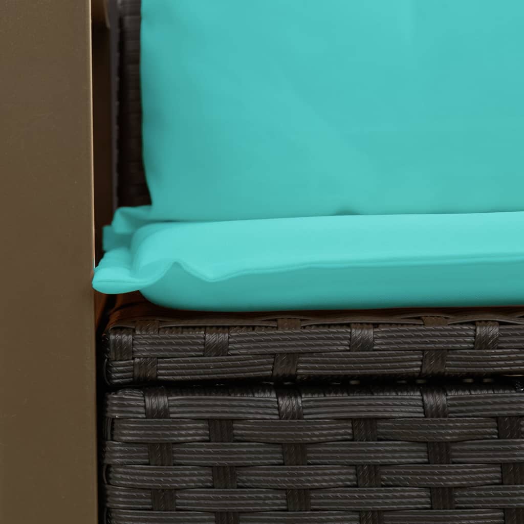 havesofa med hynder 2-personers sort polyrattan