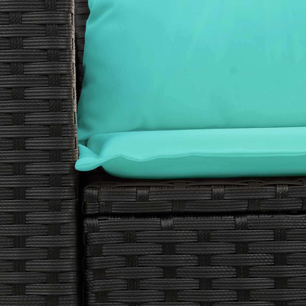 2-personers havesofa med hynder polyrattan sort